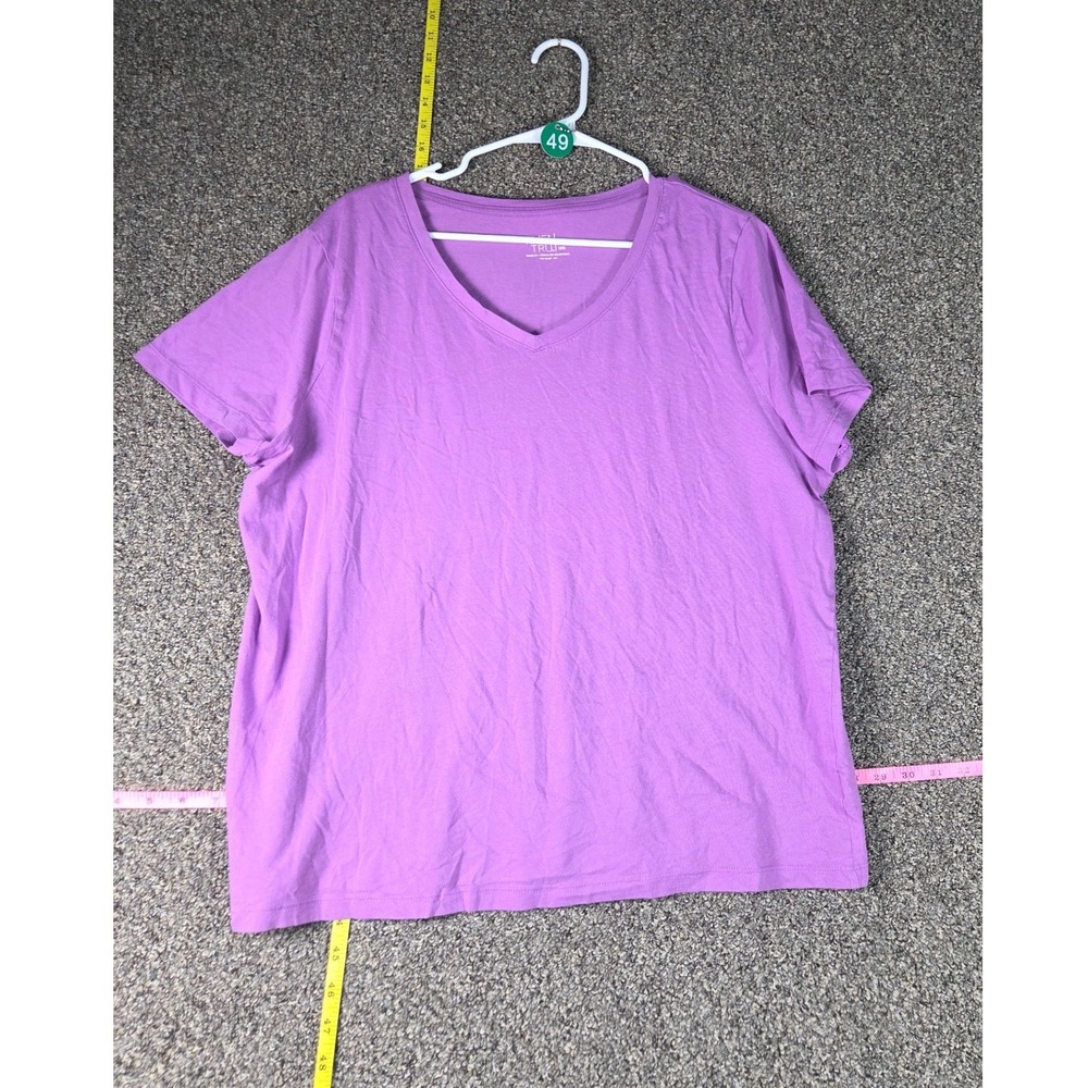 Time and Tru T-Shirt Womens XXL Purple V-Neck Short Sleeve Knit Tee Casual Top